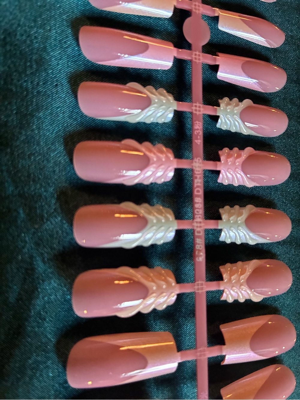 Pink Press-On Nails with White Leaf Accent - Women Accessories
